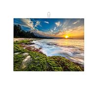 Tappetini per asciugare i piatti con vista sulla spiaggia, fotografia sulla spiaggia, piatti da cucina, asciugatura rapida, piccoli, 16 x 18 pollici