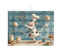 Tappetini per asciugare i piatti Cow Chef per il bancone della cucina, tappetino assorbente per scolapiatti rustico da fattoria, fantasioso tappetino per asciugare in microfibra per il bancone della c