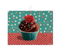 Tappetini per asciugare i piatti dei cupcake per il bancone della cucina, tappetino assorbente per scolapiatti a pois con cupcake al cioccolato, divertente tappetino in microfibra per asciugare i piat