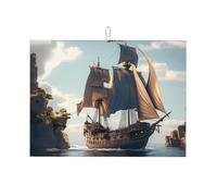 Tappetini per asciugare i piatti in microfibra ultra assorbenti a forma di nave pirata per ripiani della cucina, 18"X24"