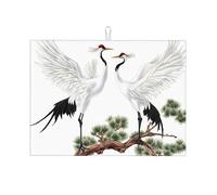 Tappetini per asciugare i piatti in microfibra ultra assorbenti per ripiani della cucina, a forma di gru coronata rossa, 18"X24"