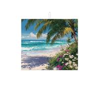 Tappetini per asciugare i piatti tropicali per il bancone della cucina, tappetino assorbente per scolapiatti con scena di spiaggia, tappetino estivo in microfibra per asciugare il bancone della cucina
