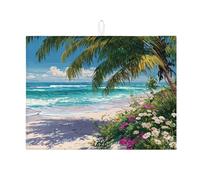 Tappetini per asciugare i piatti tropicali per il bancone della cucina, tappetino assorbente per scolapiatti con scena di spiaggia, tappetino estivo in microfibra per asciugare il bancone della cucina