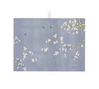Tappetini per asciugatrice in stile cinese con fiori di ciliegio e fiori di prugno, tappetino per asciugatura rapida, piccolo, 16 x 18 pollici