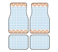 Tappetini per auto a scacchi blu, 4 pezzi, in pizzo, vintage, universali, antiscivolo, per SUV, furgoni, camion, berline