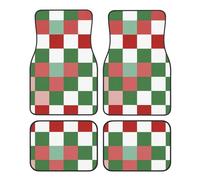 Tappetini per auto a scacchi verdi, 4 pezzi, colorati, universali, antiscivolo, per SUV, furgoni, camion, berline
