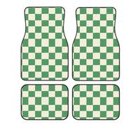 Tappetini per auto a scacchi verdi e bianchi, 4 pezzi, vintage, universali, antiscivolo, per SUV, furgoni, camion, berline