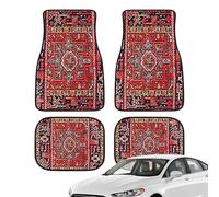 Tappetini per auto Bohemian - Set completo di tappetini anteriori 4 pezzi, per auto Boho, sicurezza, antiscivolo, design retrò, protezione automatica per auto da neve, fango