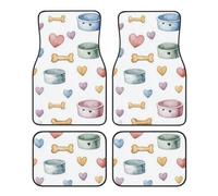 Tappetini per auto, ciotole per cani, ossa, cuori, set da 4 pezzi, antiscivolo, per tutte le stagioni, anteriori e posteriori, per SUV, camion, accessori per auto