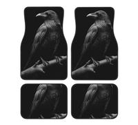 Tappetini per auto con corvo appollaiato su un ramo, 4 pezzi, tappetino per auto resistente, antiscivolo, impermeabile, con bordo di rifinitura, universale per auto, berlina, SUV, camion