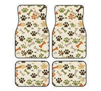 Tappetini per auto con impronte di zampe di cane e ossa, set da 4 pezzi, antiscivolo, per tutte le stagioni, anteriori e posteriori, per SUV, camion, accessori per auto