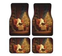 Tappetini per auto con motivo "Fantasma di Natale che legge un vecchio libro", 4 pezzi, resistenti, antiscivolo, impermeabili, con bordo su misura, adatti a tutte le auto, berline, SUV e camion.