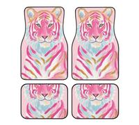 Tappetini per auto Tiger Faces Forward, 4 pezzi, resistenti, antiscivolo, impermeabili, con bordo sagomato, adatti a tutti i modelli di auto, berline, SUV e camion.