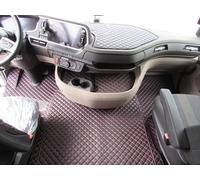 Tappetini per camion + tappetino per cruscotto con guida a sinistra progettati per adattarsi a DAF XG 106 2021+ EURO 7 AUTOMAT 1 sedile pneumatico FILI ROSSI Ecopelle