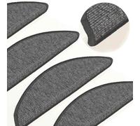 Tappetini per gradini 15 pezzi 56 x 17 x 3 cm Beige Grigio semicircolare | Materiale resistente, fonoassorbente, caldo, antiscivolo, nastri autoadesivi, proteggono i piedini e le pedane
