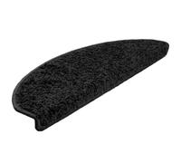 Tappetini per gradini 20 pezzi, 65 x 21 x 4 cm, nero, mezzo rotondo | PP imbottito antiscivolo, lavabile e pieghevole, nastro biadesivo, protegge sopra e davanti, consegnato in rotolo