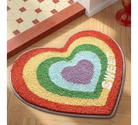 Tappetini per il bagno Assorbente Tappeto Tappeti Antiscivolo Moderno Cuore Soffice Lavabile in Lavatrice Arcobaleno Tappetino 75 x 60 CM