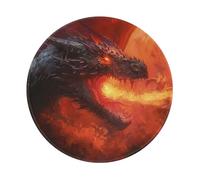 Tappetini Per Il Mouse Black Dragon Breathing Fire Dark Mousemat | 20Cm Mousemat Base In Gomma Durevole Tappetini Mouse Per Ufficio Gioco Laptop