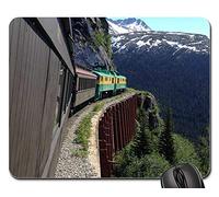 Tappetini per Il Mouse da Gioco, Alaska Mountain Train Track Transportation Tappeto Mouse Liscia Gaming Mousepad Pratica Tampone per Mouse per Gaming Ufficio 25X30Cm