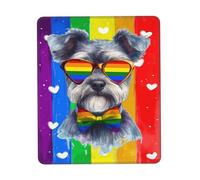 Tappetini per Il Mouse da Gioco, Love Is Love Schnauzer Dog Rainbow LGBTQ Pride Tappetino per Il Mouse da Gioco Antisfilacciamento Tappetino Mouse Pad Antipolvere Tappeto Mouse 25X30Cm