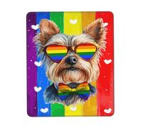 Tappetini per Il Mouse da Gioco, Love Is Love Yorkshire Terrier Dog Rainbow LGBTQ Pride Tappetino per Il Mouse da Gioco Confortevole Tappeto Mouse Pratica Gaming Tappetino Mouse per Pc 25X30Cm