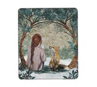 Tappetini per Il Mouse Fox Little Girl And She Lived Happily Ever After Motivational Meaningful Art Beautiful 25X30Cm Soffice Tappetino per Mouse Base in Gomma Mousepad per Gioco Pc