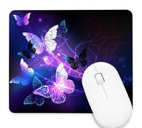 Tappetini per Il Mouse Night Glowing Butterflies 25X30Cm Confortevole Tappetino Mouse Piccolo Bordo Cucito Mousemat per Ufficio Gioco