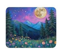 Tappetini per Il Mouse Painting of The Moon Over The Mountains 25X30Cm Base in Gomma Tappetino per Mouse Bordo Cucito Mousemat per Pc Lavoro