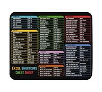 Tappetini per Il Mouse Print Excel Shortcuts Cheat Sheet 25X30Cm Antiscivolo Tappetino Mouse Piccolo Base in Gomma Tappetino per Lavoro Ufficio