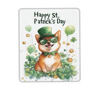 Tappetini per Il Mouse, Shiba Inu Dog Happy St. Patrick's Day Puppy Dog Tappetino per Mouse Personalizzato Tappetino da Gaming Base in Gomma Mouse Pad per Gaming Notebook 25X30Cm