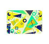 Tappetini per interni ed esterni Retro Giallo Verde Anni '80 Geometria Dirt Trapper Tappetino per porte Tappetini super assorbenti Tappetini per porte resistenti alle macchie in microfibra 23,6x15,7