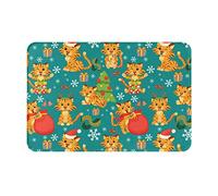 Tappetini per interni ed esterni Tappetino per porte con trappola per sporco di tigre natalizia Tappetini super assorbenti Tappetini per porte resistenti alle macchie 23,6x15,7 pollici per ufficio G