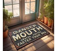 Tappetini per la casa per porta d'ingresso, segnale di avvertimento arrugginito: Danger Mouth - Faster Than Bren, zerbino per porta d'ingresso, tappeto per interni ed esterni, porta d'ingresso (65 x