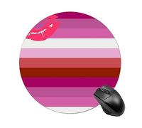 Tappetini per mouse rotondi con bandiera dell'orgoglio lesbico per rossetto Tappetino per mouse portatile carino tappetino per mouse antiscivolo