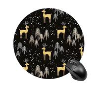 Tappetini per mouse rotondi con cervi della foresta di pini invernali Tappetino per mouse portatile carino tappetino per mouse antiscivolo