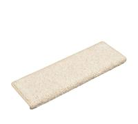 Tappetini per scale, 10 pezzi, 65 x 21 x 4 cm, bianco, bordo rettangolare | Tessuto punzonato, lavabili e pieghevoli, nastri biadesivi, ammortizzano il rumore, caldi, proteggono dai graffi