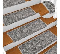 Tappetini per scale 10 pz 65x21x4 cm Grigio Bordo rettangolare