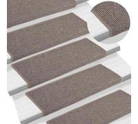 vidaXL Tappetini per scale 15 pz 65x21x4 cm Beige scuro con bordo rettangolare
