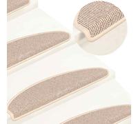 Tappetini per scale 15 pz 65x21x4 cm Bianco e Marrone Semicircolari Grandi