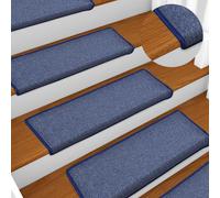 vidaXL Tappetini per scale 15 pz 65x21x4 cm blu bordo rettangolare