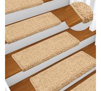 Tappetini per scale 15 pz 65x21x4 cm Crema Bordo rettangolare