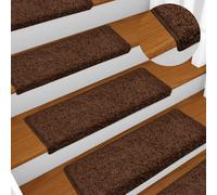 Tappetini per scale 15 pz 65x21x4 cm Marrone Bordo rettangolare