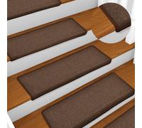 vidaXL Tappetini per scale 15 pz 65x21x4 cm Marrone Bordo rettangolare