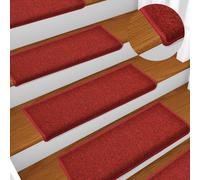 vidaXL Tappetini per scale 15 pz 65x21x4 cm Rossi - Rettangolare