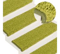 vidaXL Tappetini per Scale 15 pz 65x21x4 cm Verde Bordo Rettangolare
