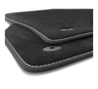 Tappetini adatti per VW T5 T6 T 6.1Bus Multivan Caravelle California Shuttle (cuciture decorative bianche), set di 2 tappetini anteriori con fissaggio a scatto originale