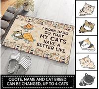 Tappetini Porta Dingresso Antiscivolo Zerbino Di Benvenuto Resistente Tappetino Da Bagno Per Interno Soggiorno Balcone 40X60Cm Lavoro Duro Affinché I Miei Gatti Abbiano Una Vita Migliore