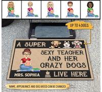 Tappetini Porta Dingresso Confortevole Tappeto Ingresso Casa Facile Da Pulire Tappeti D'Ingresso Per Soggiorno Interno Balcone 40X60Cm Un'Insegnante Sexy E I Suoi Cani Pazzi Vivono Qui
