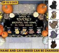 Tappetini Porta Dingresso Divertenti Tappeto Ingresso Casa Resistente Tappeti D'Ingresso Per Balcone Terrazzo Interno 40X60Cm Controlla La Tua Energia Prima Di Entrare In Questo Gatto Domestico