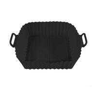 Tappetini quadrati in silicone per friggitrice ad aria, antiaderenti, riutilizzabili, per cucina, confezione da 4, colori assortiti, 14 x 15 x 5 cm, lavabili in lavastoviglie (nero)